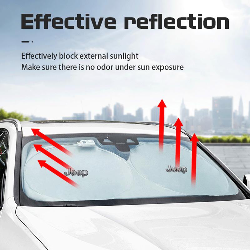 Cup Holders Car Windshield Sun Visor UV Sunshade Protection Shield For Jeep Grand Cherokee Wrangler JK Gladiator Compass Renegad