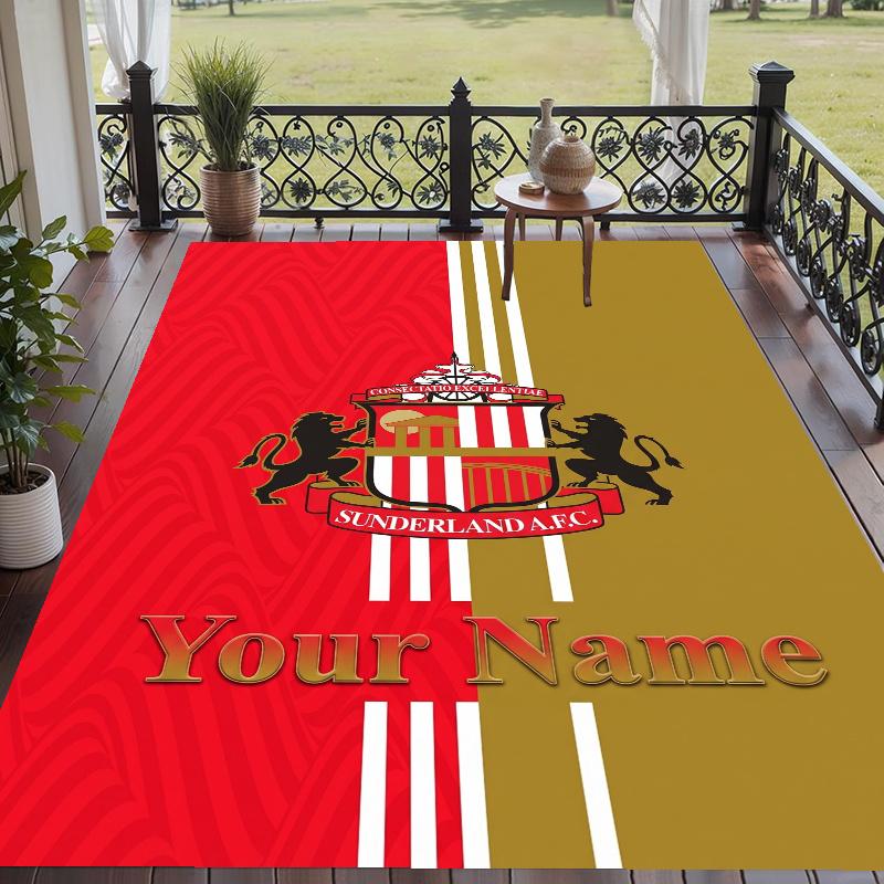 Custom Name Sunderland Crystal Velvet Floor Rug Personalized Text Soft Carpet Home Decor