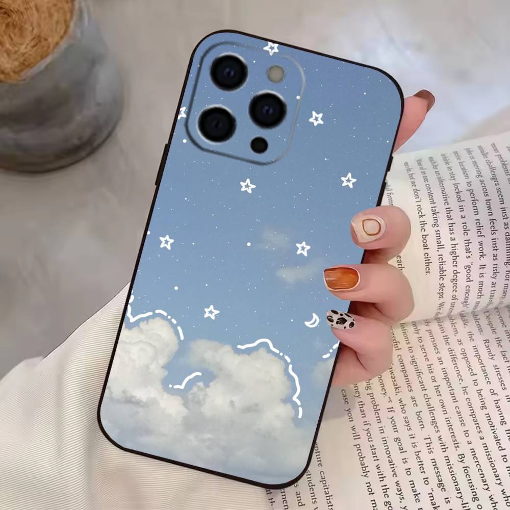 Simple Cloud Letters Pattern Phone Case Silicone Soft For IPhone 17 16 15 14 13 12 11 X XR Plus Pro Max Plus