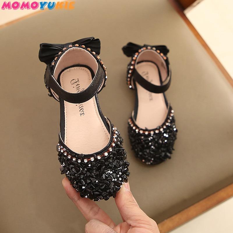 Children Princess Shoes Baby Girls Flat Bling Leather Sandals Fashion Sequin Soft Kids Dance Party Sparkly Shoes