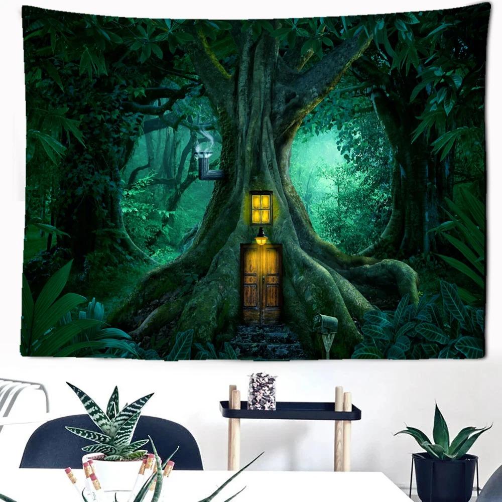 Волшебный лесной домик на дереве Замок Узор Модный домашний декор Гобелен Гостиная Спальня Гобелен