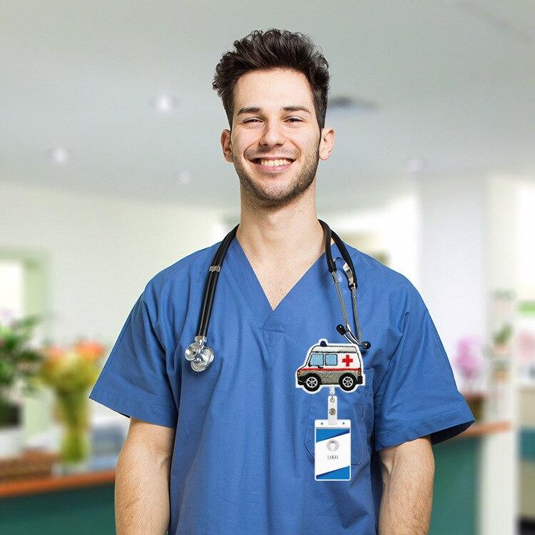 Милый выдвижной значок медсестры для скорой помощи, клипса на катушке, мультфильм, медицина, доктор, студенты, IC, держатель для бейджа для удостоверения личности