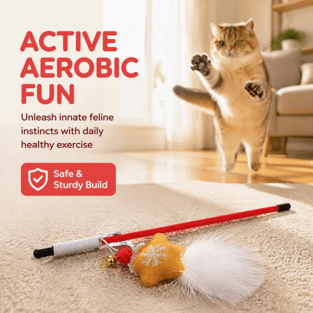 30cm Interactive Cat Toy Star Type Fun Cat Stick Durable Cat Exercise Toy for Training Exerciser