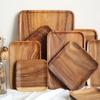 1 шт. Квадратная деревянная тарелка Поднос для сервировки Дерево акации Тарелка для еды Блюдо для торта и закусок Поднос для аперитивов и фруктов Кухонная посуда Деревянная посуда