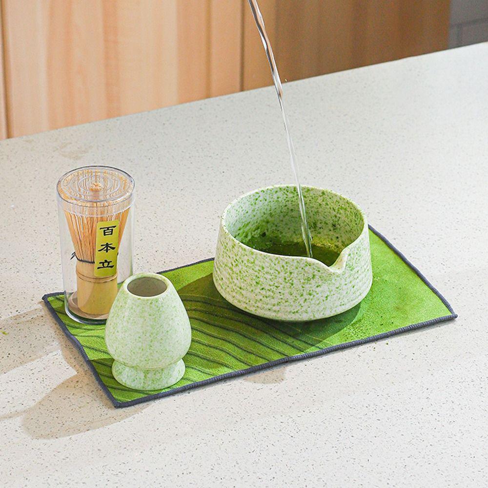 4PCS Reusable Japanese Matcha Tea Set Bamboo Ceramic Japanese Chasen Traditional Matcha Whisk