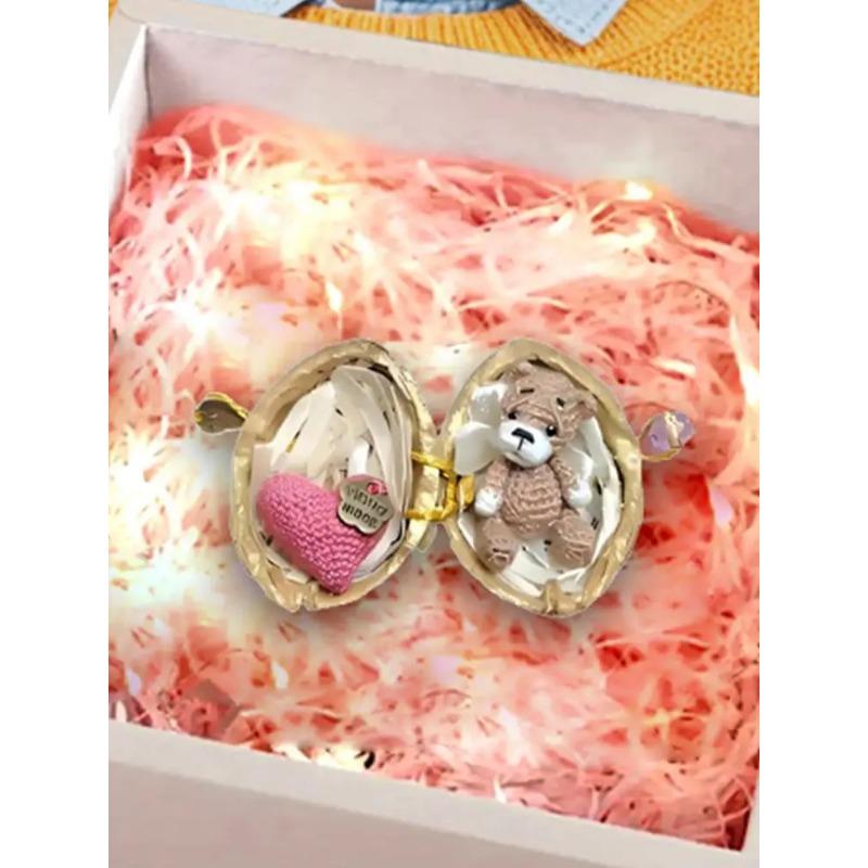 Вязаное крючком животное из ореховой скорлупы ручной работы кролик медведь вязаное животное с сердцем вязаная кукла забавная фигурка домашний декор на Пасху