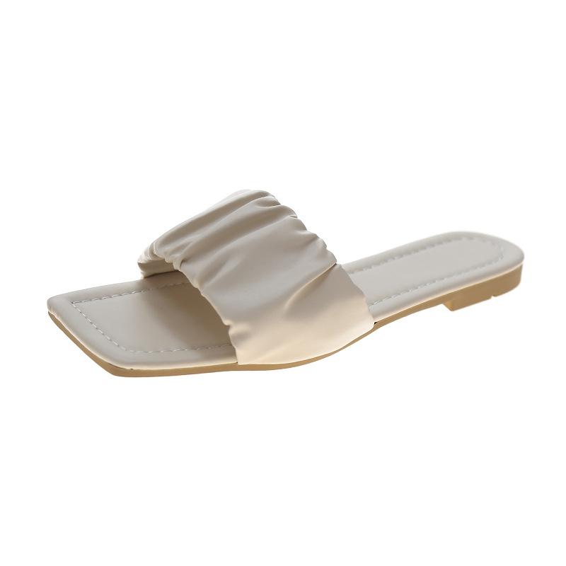 Летние новые квадратные плоские женские тапочки с сетчатой красной подошвой, повседневные легкие, большого размера, для ношения на улице, женские тапочки