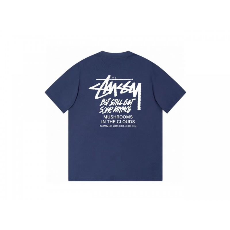 Футболка Stussy с коротким рукавом для подростков Свободный крой Хлопок 270 г Круглый вырез Повседневная одежда