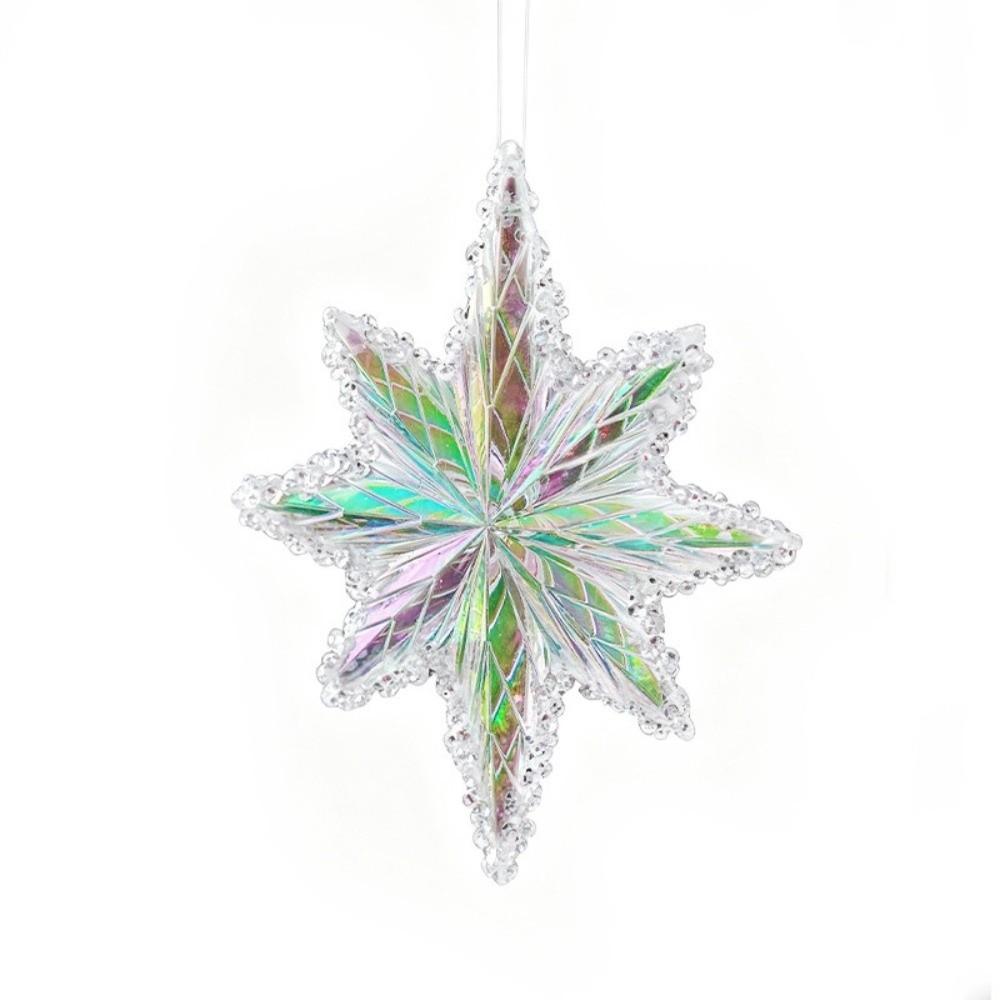 Iridescent Finish Star Ornament Bead Edge Holiday Tree Charm Christmas Tree Decor