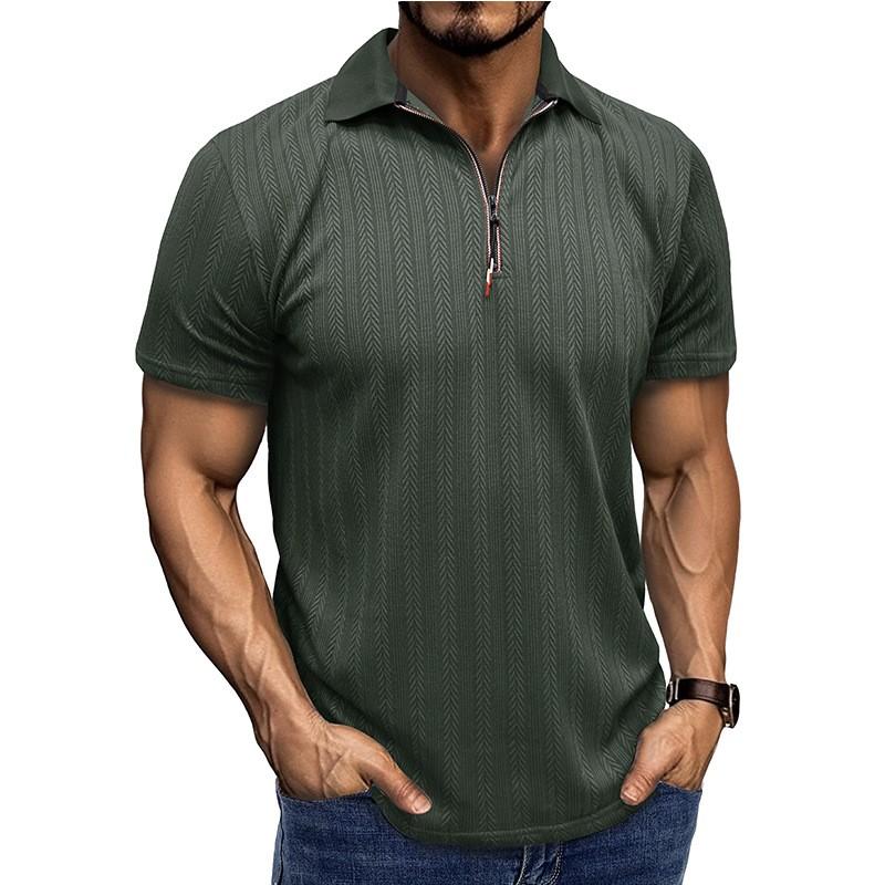 Men's Short Sleeved Knitted T-shirt Top With Round Neck Ribbed Pullover