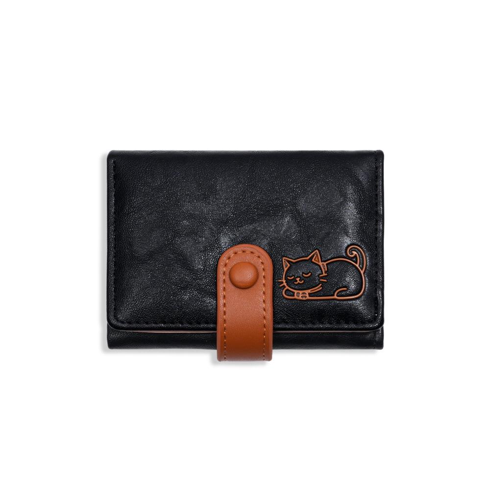 Милый Короткий Кожаный Кошелек PU Кожаный Трехскладной Кошелек Универсальный Кошелек с Принтом Кошки Для Девочек