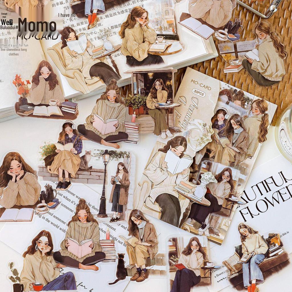 Наклейки Jilv Momo PET с белыми чернилами: Элегантная ретро серия для чтения для украшения DIY-журнала