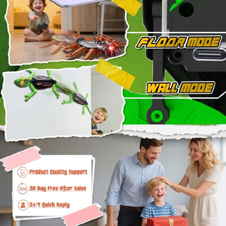Настенные Гекконы Робот-Таракан на Радиоуправлении Перезаряжаемый Игрушка для Детей Лазает по Стенам для Розыгрыша