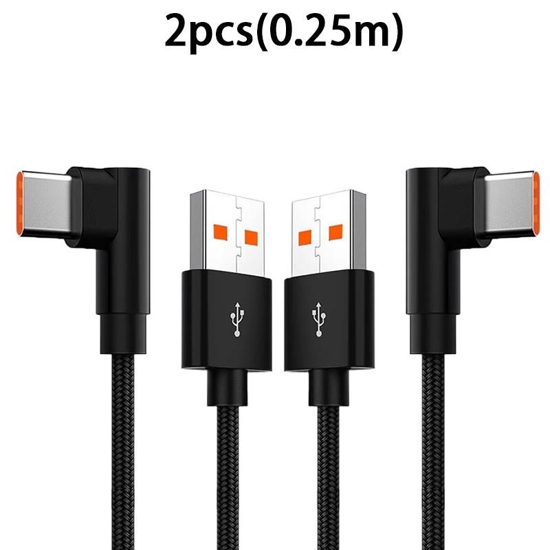 Угловой зарядный кабель 90 градусов, нейлоновая оплетка, 6A, Type-C, USB, кабель для быстрой зарядки, для зарядного устройства Redmi