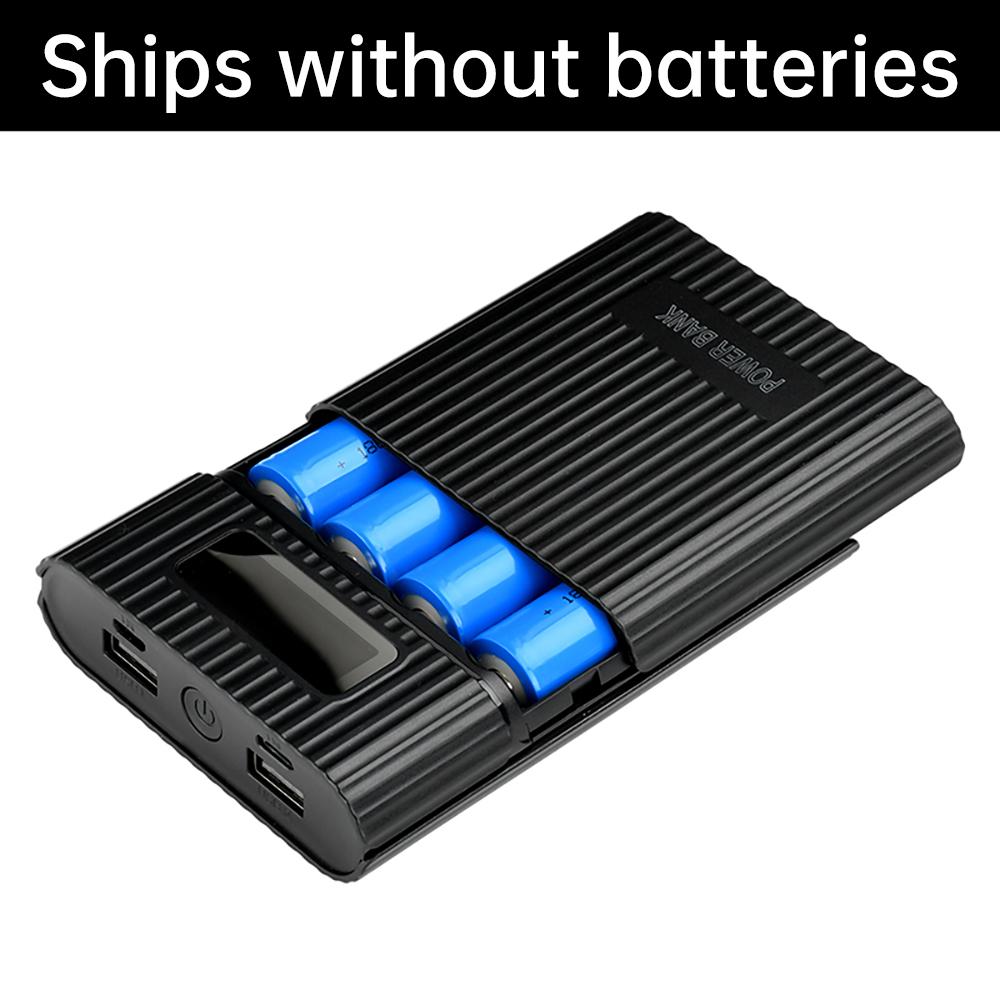 DIY 4*18650 Battery Holder Power Bank Case 5V Dual USB Type C Micro USB Digital Display Charging Shell for Mobile Phone