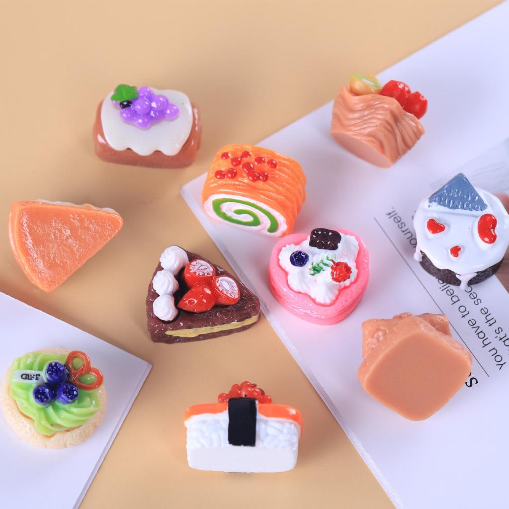 Mini Food Play Cake DIY Kit: Cream & Resin Accessories for Keychains & Pendants