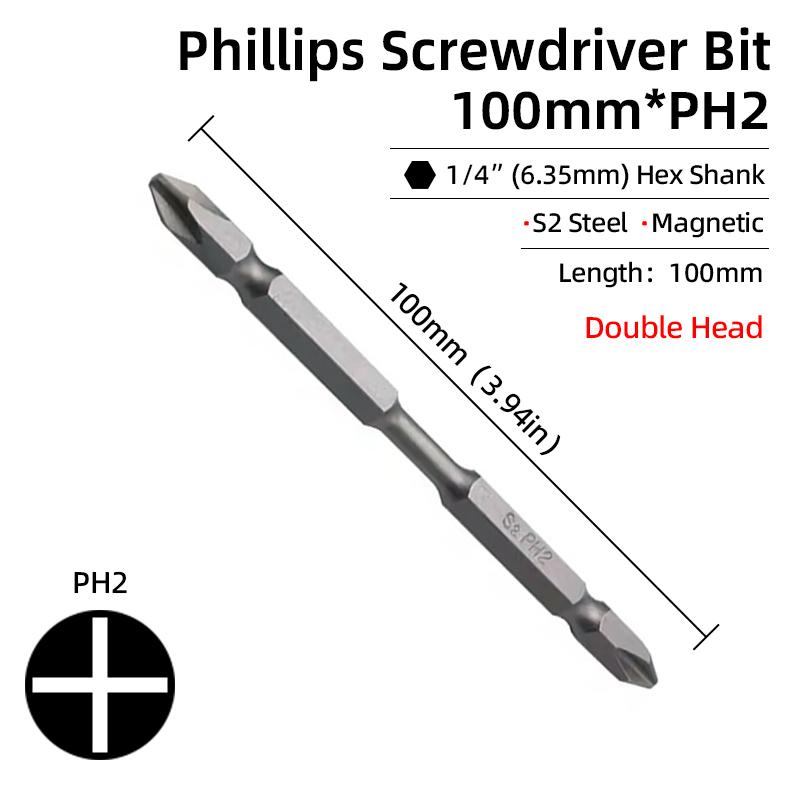 1PC Phillips Screwdriver Bits Cross Head Magnetic Screwdrivers PH00 PH1 PH2 S2 Alloy Steel Hex Shank Hand Tools 50/75/100/150mm
