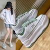 Женские белые массивные кроссовки, женская спортивная обувь на платформе, осенняя мода, кроссовки для бега на шнуровке, женские кроссовки на толстой подошве
