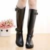 Fashion 2024 New Tall Buckle Rain Boots Women Waterproof Punk Style Zipper Tall Boots Female Shoes Work Knee High Boots Plus Size 36-41