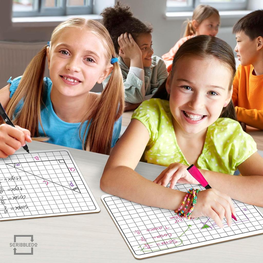 SCRIBBLEDO 11”x14” Large Graph Dry Erase Grid Board Double-Sided White Board .75” Cells Drawing Math Grid Lines Graphing Charts Whiteboard for