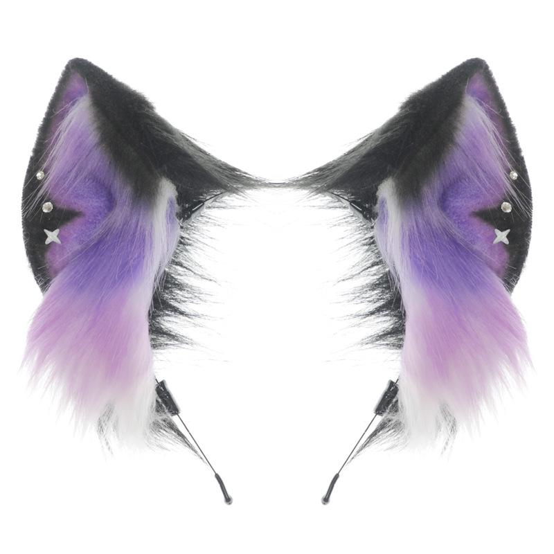 Plush Simulation Animal Ear Headband Starry Sky Dark Two-Dimensional Hair Accessories Fox Ears Cos Performance Props