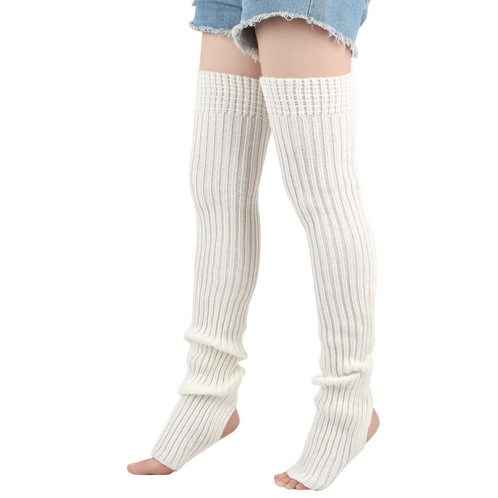 Solid Color Leg Warmers Knitted Warm Foot Cover Female Legwear Boot Socks Yoga Practice