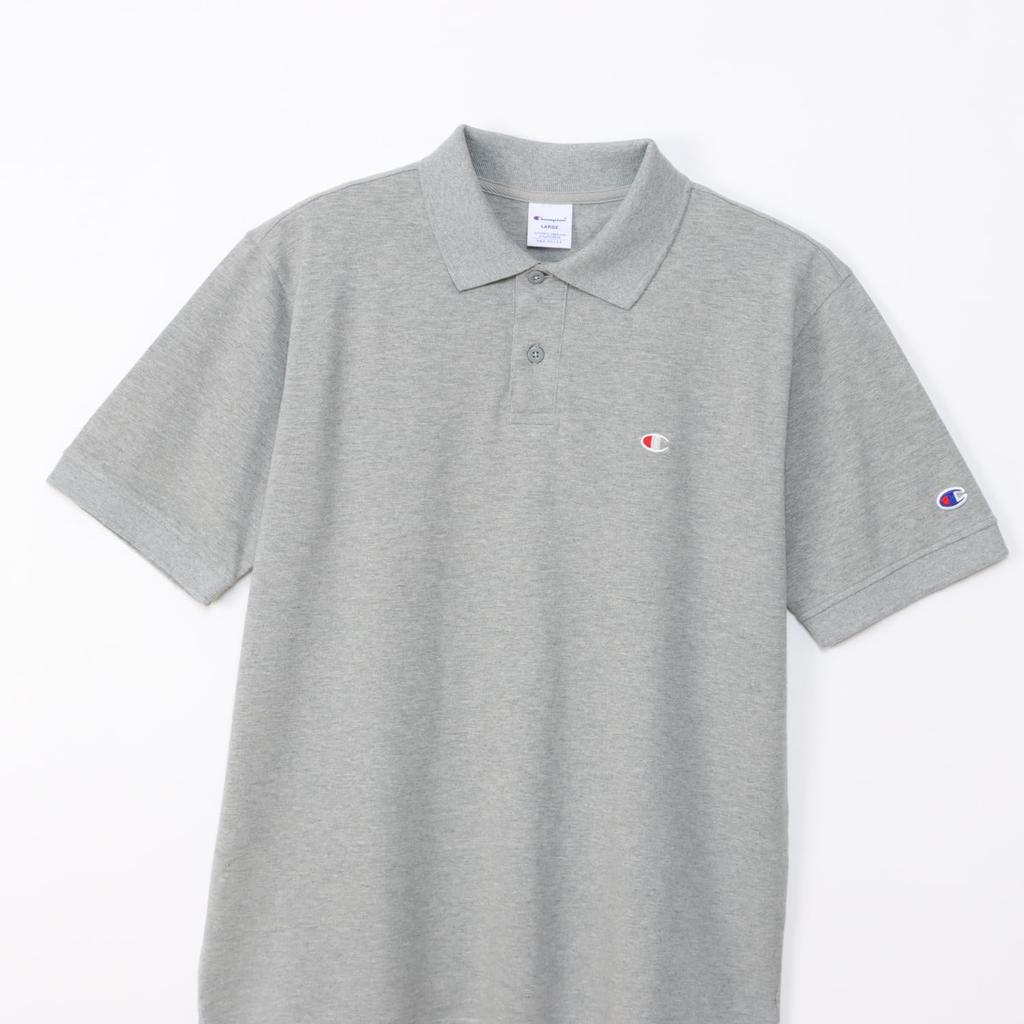 Champion Поло Шорты Одноточечное Поло с коротким рукавом Оксфордская рубашка XL, Рукав, 100% хлопок, Вышитый, Логотип, Рубашка, Базовая, C3-Z358Z, Мужская, Серая,