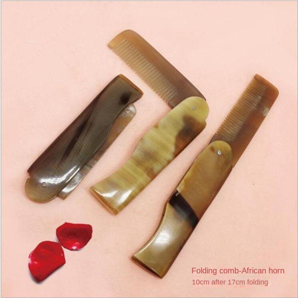 2 шт. антистатическая расческа из бычьего рога, легкая, предотвращает выпадение волос, портативная складная щетка для волос, дорожная