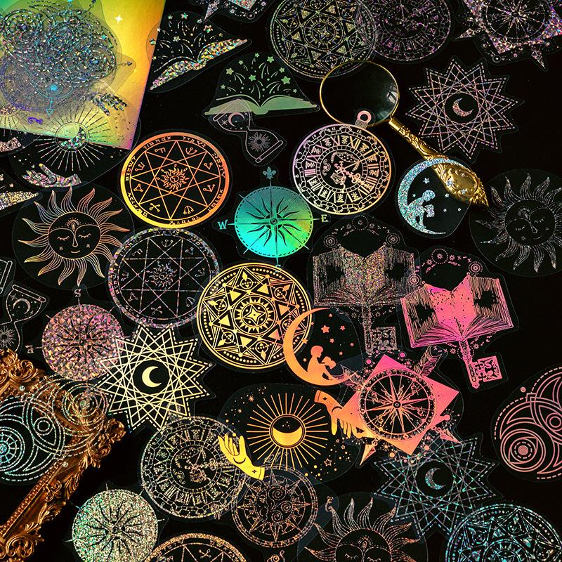 45 Листов Золотая Фольга Лазерная Наклейка Набор Сверкающий Голографический Эффект Самоклеящаяся Для Журнала Скрапбукинга Поделок DIY Декора