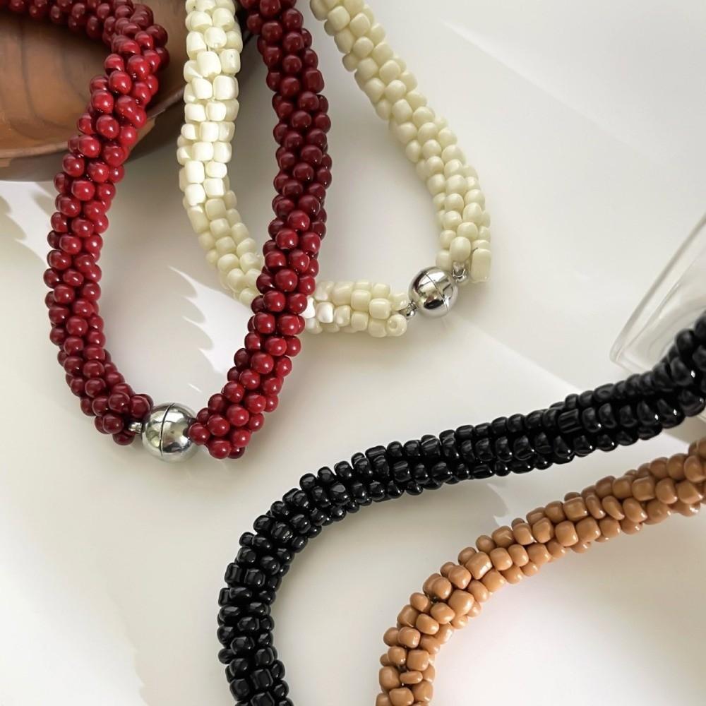 Multi-Layer Beads Women's Necklace Stainless Steel Magnetic Clasp Bohemian Necklace  Party