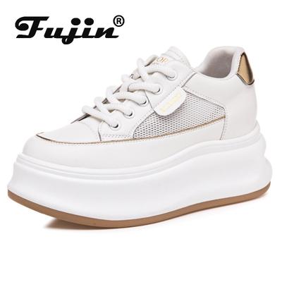 Fujin 7 см микрофибра коровья натуральная кожа удобные дышащие кроссовки для скейтборда на платформе танкетки вулканизированные массивные блочные туфли