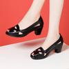 Soft Leather Sandals Women Middle-aged and Elderly Mother's Shoes Soft-soled Middle-heeled Thick-heeled Fish Mouth Shoes