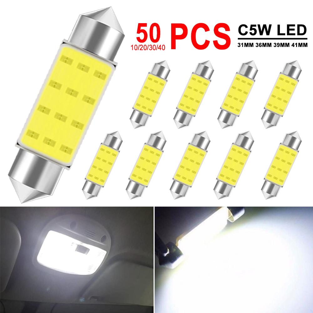 10/20/50 PCS C5W LED Bulb Festoon 31mm 36mm 39mm 41mm 12V 7000K White Car Interior Dome Reading Light Trunk Linse Plate Lights