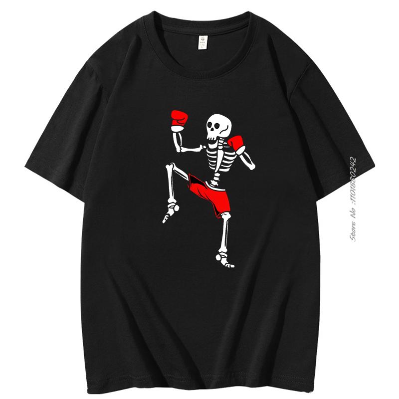 Muay Thai Novelty Skull Short Sleeve Tee Fight Comfortable Funny Printed Tshirt Loose Camiseta Hombre Clothes Men Clothing Tops