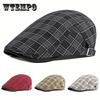 Men's and Women's Plaid Square Newsboy Hat Beret Spring and Summer Duckbill Hat Vintage British Sunshade Breathable Forward Hat Adjustable Size