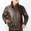 Cow Leather Loose Cotton Men Leather Coats Winter Stand Collar Genuine Leather Jackets Solid Warm Zipper Pockets Pilot Overcoat