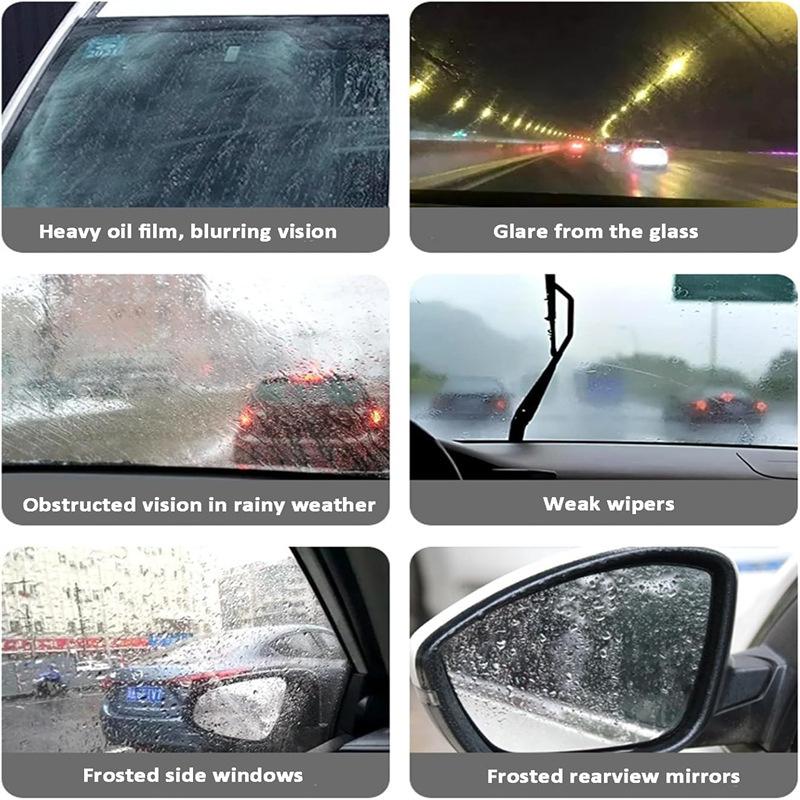 Car Glass Cleaner Gel Oil Film Remover Windshield Watermark Remover Anti-Fog Coating Fast Cleaning for Car Windows Roll-On New