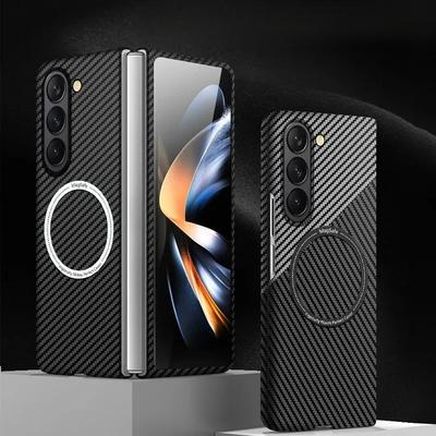 Ультратонкий магнитный чехол из волокнистого пластика для Samsung Galaxy Z Fold 7 6 5 4, беспроводная зарядка, жесткий чехол не сделан из настоящего карбона