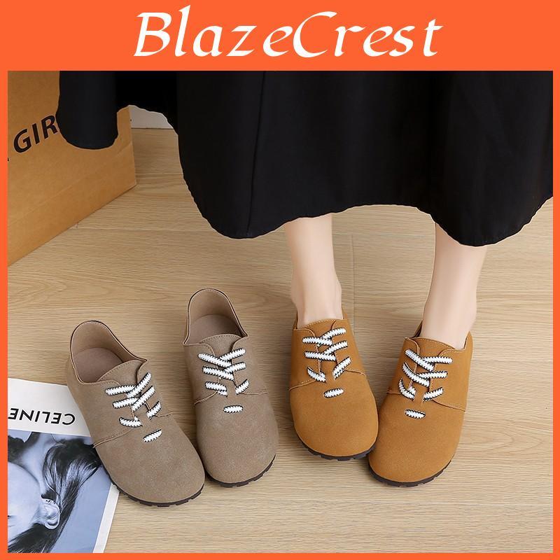 Womans Flat Allmatch Shoes Casual Plate Shoes Outdoor Lightweight Cover Toe Platform Laceup Female Footwear Autumn Ladies