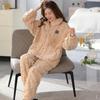 "Women's Winter Coral Fleece Pajama Set - Thick, Warm Flannel Suit for Autumn and Winter"