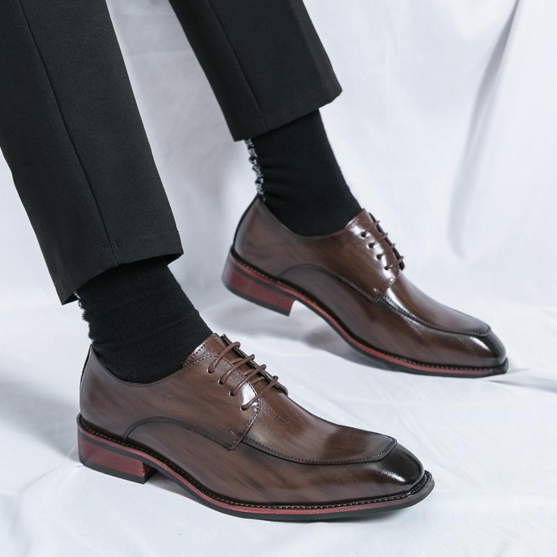 New Concise Black Lace-up Business Leather Shoes Men's Dress Shoes Casual British Style Office Daily Shoes Footwear Zapatillas