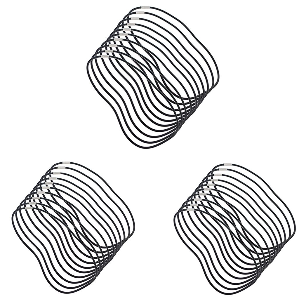 20 Pieces 3mm Black Rubber Cord Rope Necklace Chain with Copper Plug Clasp