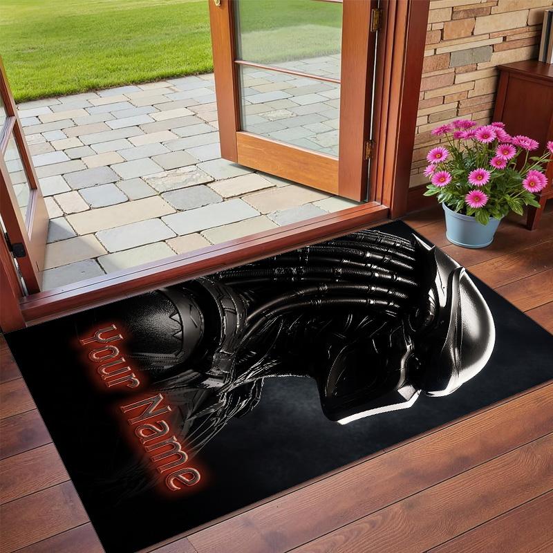 Crystal Velvet Rug Custom Name Text, Soft Non Slip Floor Mat Home DecorPredator