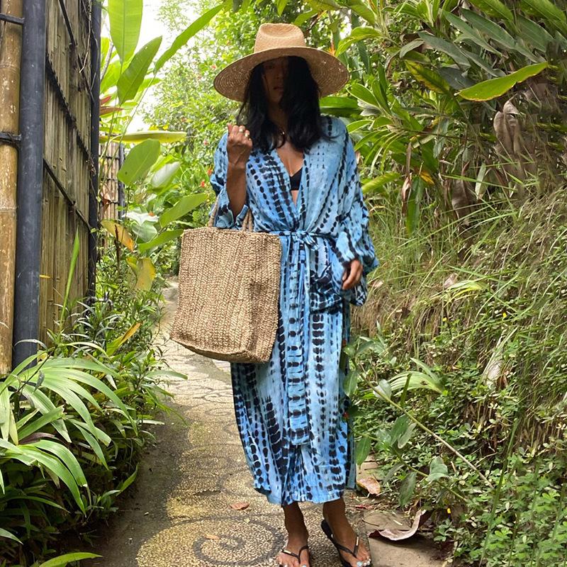 Европейский и американский хлопковый принт свободный пляжный кардиган накидка