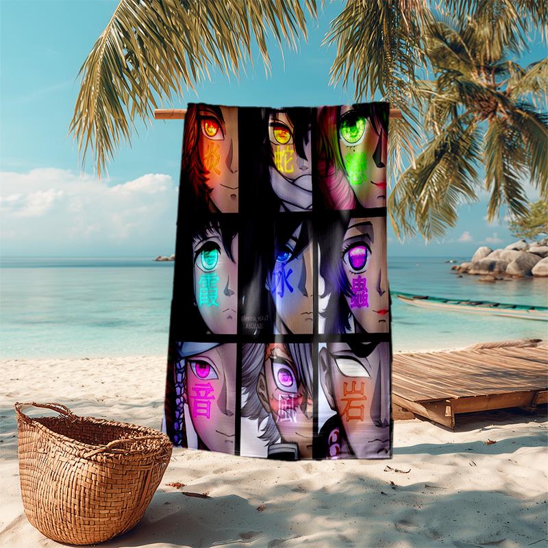 Japanese artist Koyoharu Gotouge's Demon Slayer beach towel, outdoor camping vacation swimming beach towel, outdoor absorbent bath towel blanket K1