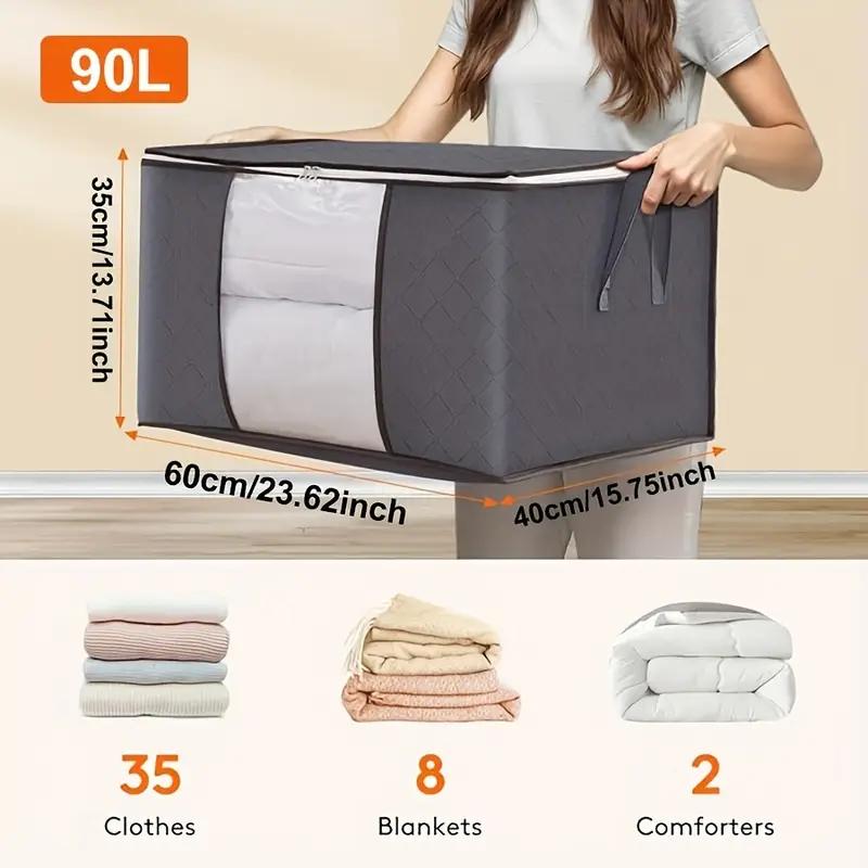 3pcs Large Storage Bag, Foldable Clothes Storage Box, Camping Sleeping Bag Storage Bag with Zipper and Lid,Suitable for Clothes