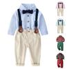 Toddler Baby Boys Gentleman Bow Tie Solid T-Shirt Tops+Suspender Pants Outfits