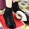 Women Soft Leather Round Toe Boots Casual Rubber Flat Short Boots Winter Fashion Warm Non-slip Ankle Boots Shoes