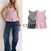 25 Spring New Women's Clothing Round Neck Sleeveless Bowknot Decoration Cropped Short Skirt Hem Tops 3067010