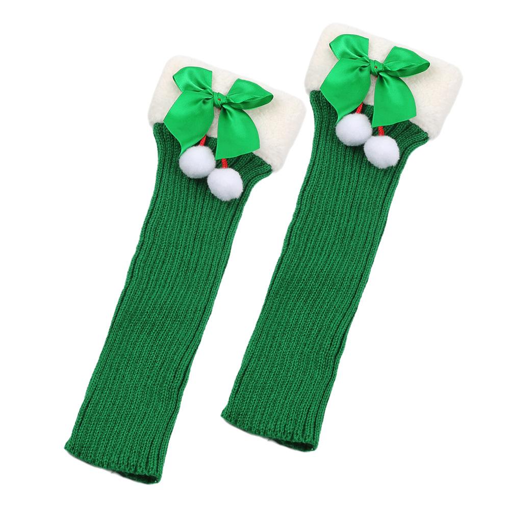 Женские рождественские чулки с бантом, гетры, зимние теплые флисовые эластичные трикотажные чехлы для ног, женские толстые манжеты, носки для сапог
